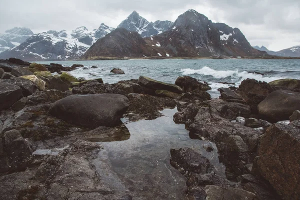 Norvège Montagne Sur Les Îles Lofoten Paysage Naturel Scandinave Lieu — Photo