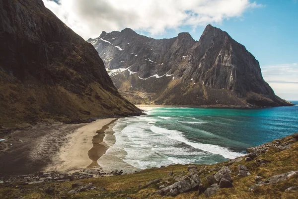 Νορβηγικά Βουνά Και Τοπία Στα Νησιά Lofoten Φυσικό Σκανδιναβικό Τοπίο — Φωτογραφία Αρχείου