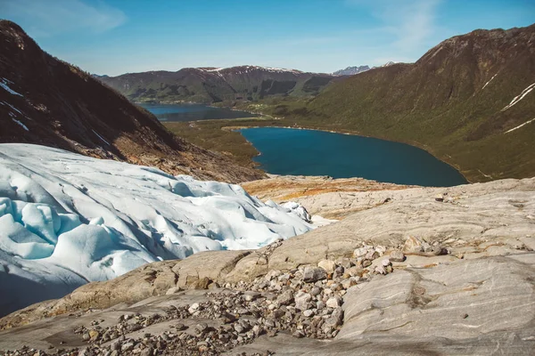 Vacker Natur Fjället Och Glaciären Svartisen Landskap Norge Skandinaviska Natur — Stockfoto