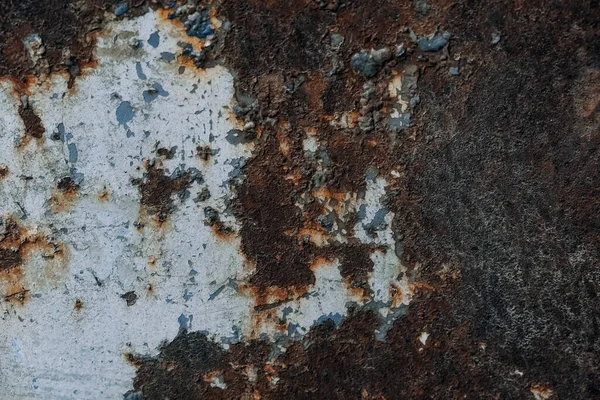 Rusty Metall Yta Med Blå Färg Rester Som Bakgrundsbild Plats — Stockfoto