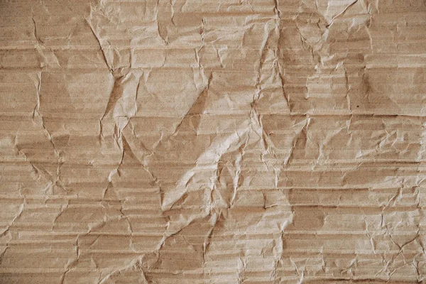 Crumpled Corrugated Cardboard Surface Texture Background Seamless Crumpled Brown Paper — Stock Photo, Image