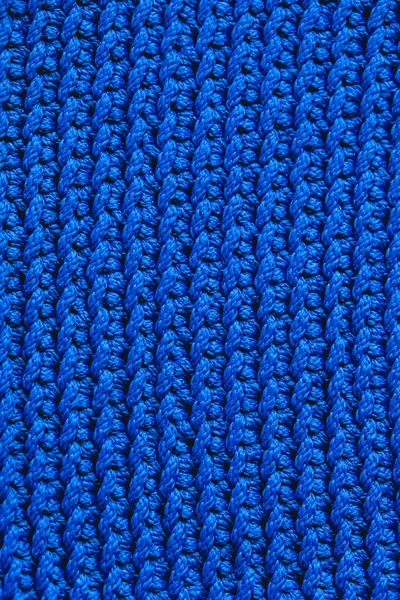 Blue Knitted Fabric Texture Background Top View Copy Empty Space — Stock Photo, Image