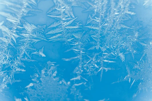 Ice patterns on frozen glass. Abstract ice pattern on winter glass as a background image. Copy, empty space for text