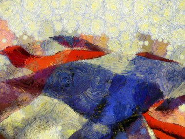 Ekose peştamallı çizimler, empresyonist bir resim tarzı yaratır..