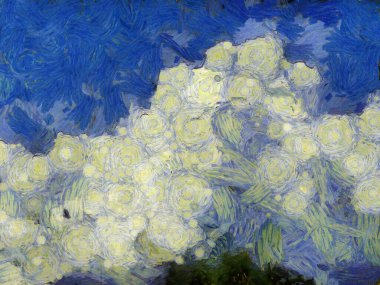 Gökyüzü Bulutları Resimlerin empresyonist bir stilini yaratıyor.