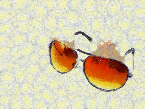 Цвет Чая Солнцезащитные Очки Иллюстрации Создает Импрессионистский Стиль Живописи — стоковое фото