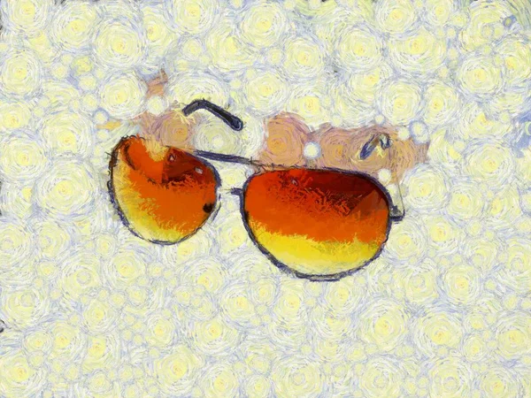 Цвет Чая Солнцезащитные Очки Иллюстрации Создает Импрессионистский Стиль Живописи — стоковое фото