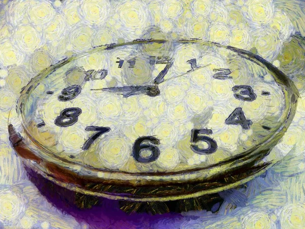 White wall clock Illustrations creates an impressionist style of painting.