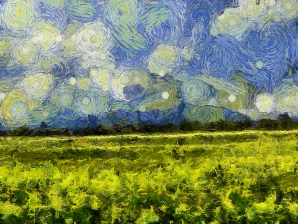 Cielo Nuvole Illustrazioni Crea Uno Stile Impressionista Pittura — Foto Stock