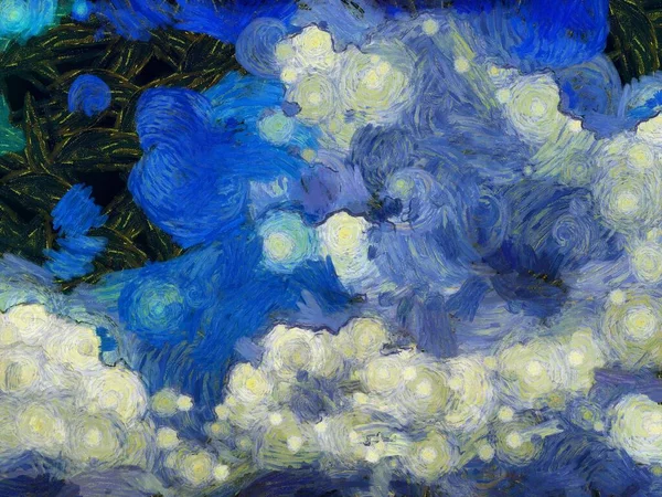 Himmelswolken Illustrationen Schafft Einen Impressionistischen Malstil — Stockfoto