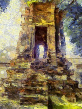 Ayutthaya 'daki Antik Harabeler, empresyonist bir resim stili yaratıyor..