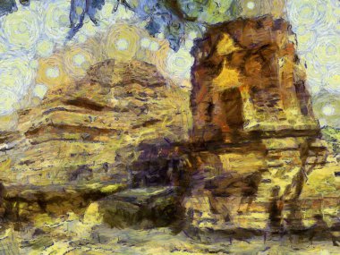 Ayutthaya 'daki Antik Harabeler, empresyonist bir resim stili yaratıyor..