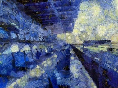 Stadyum manzarası resimleri empresyonist bir stil yaratıyor..