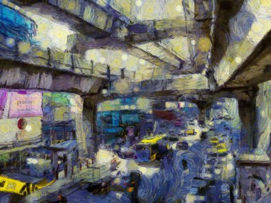 Bangkok Illustrations sokaklarının manzarası empresyonist bir resim tarzı yaratıyor..