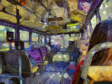 Bangkok Illustrations 'da halk otobüslerinde empresyonist bir resim tarzı yaratılıyor.