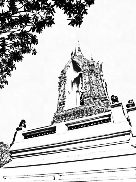Пейзаж Ват Пхо Бангкоке Черно Белые Иллюстрации — стоковое фото