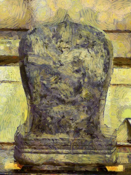 Древняя Статуя Бога Иллюстрации Создает Импрессионистский Стиль Живописи — стоковое фото