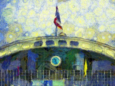 Hua Lamphong Tren İstasyonu Illustrations bir empresyonist resim stili yarattı.