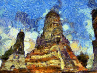 Ayutthaya Dünya Mirası Resimleri Resimlerin İzlenimci bir stili yaratıyor.