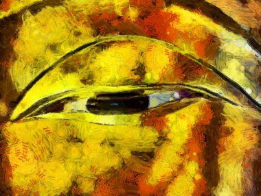 Ayutthaya 'daki büyük altın Buda Dünya Mirası Resimleri, izlenimci bir resim stili yaratıyor..