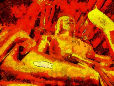 Ayutthaya 'daki büyük altın Buda Dünya Mirası Resimleri, izlenimci bir resim stili yaratıyor..