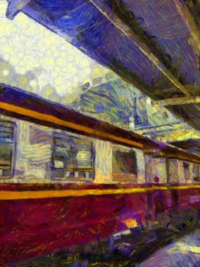 Hua Lamphong Tren İstasyonu Illustrations bir empresyonist resim stili yarattı.