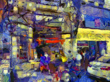 Bangkok 'taki Çin Mahallesi Yaowarat' ın manzarası empresyonist bir resim tarzı yaratıyor..