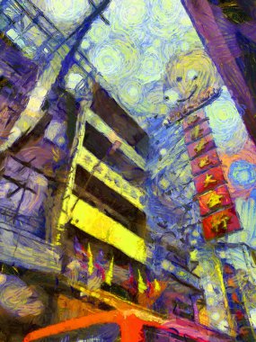 Bangkok 'taki Çin Mahallesi Yaowarat' ın manzarası empresyonist bir resim tarzı yaratıyor..