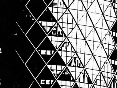 Uzun binaların cam yapısı Siyah beyaz çizimler.