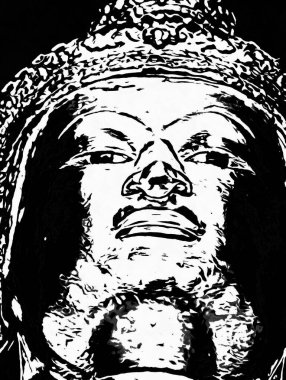 Wat Arun Bangkok Siyah beyaz çizimlerinin manzarası.