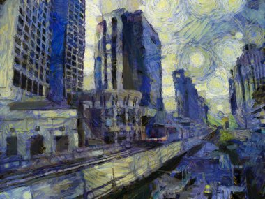 Bangkok Illustrations 'ın kalbindeki manzara empresyonist bir resim tarzı yaratıyor..