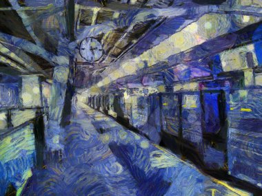 Skytrain İstasyonu Illustrations 'ın manzarası izlenimci bir resim tarzı yaratıyor..