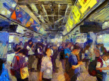 Skytrain İstasyonu Illustrations 'ın manzarası izlenimci bir resim tarzı yaratıyor..