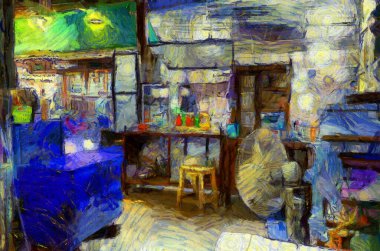 Tayland 'da antik bir ticaret köyünün manzarası empresyonist bir resim tarzı yaratıyor..