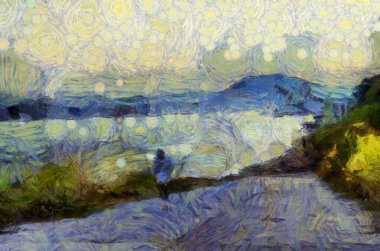 Tayland 'daki Mekong Nehri manzarası empresyonist bir resim tarzı yaratıyor..