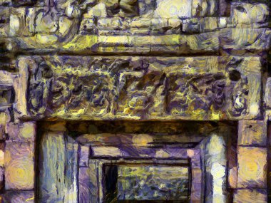 Tayland Illustrations 'daki antik taş kale empresyonist bir resim tarzı yaratır..