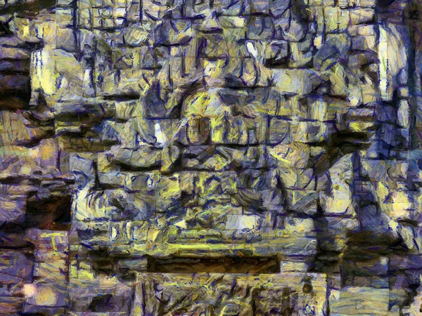 Castelo Pedra Antiga Tailândia Ilustrações Cria Estilo Impressionista Pintura — Fotografia de Stock