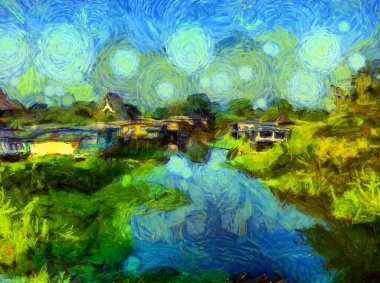 Canal House Illustrations 'ın manzarası empresyonist bir resim tarzı yaratıyor..