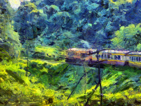 Demiryolu çizimleri, empresyonist bir resim tarzı yaratıyor..