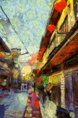 Eski ahşap bina resimleri empresyonist bir resim tarzı yaratıyor..