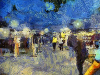 Bit pazarı illüstrasyonları empresyonist bir resim tarzı yaratıyor.