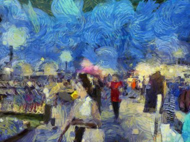 Bit pazarı illüstrasyonları empresyonist bir resim tarzı yaratıyor.