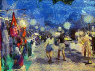 Bit pazarı illüstrasyonları empresyonist bir resim tarzı yaratıyor.