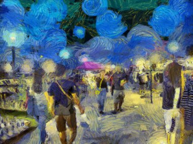 Bit pazarı illüstrasyonları empresyonist bir resim tarzı yaratıyor.