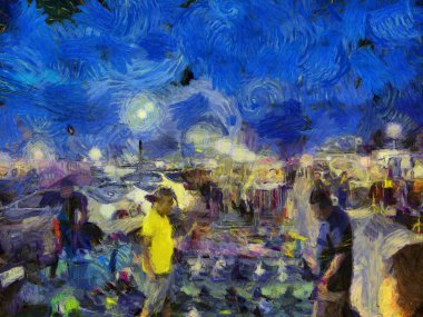 Bit pazarı illüstrasyonları empresyonist bir resim tarzı yaratıyor.