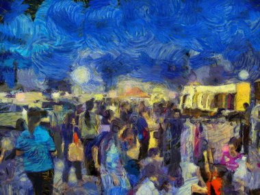 Bit pazarı illüstrasyonları empresyonist bir resim tarzı yaratıyor.