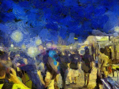 Bit pazarı illüstrasyonları empresyonist bir resim tarzı yaratıyor.