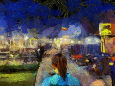 Bit pazarı illüstrasyonları empresyonist bir resim tarzı yaratıyor.