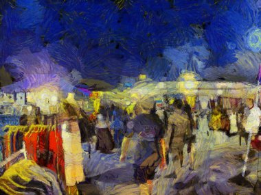 Bit pazarı illüstrasyonları empresyonist bir resim tarzı yaratıyor.