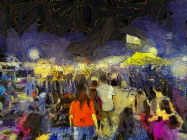 Bit pazarı illüstrasyonları empresyonist bir resim tarzı yaratıyor.